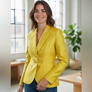 Thierry Mugler Vibrant Yellow Blazer - 100% silk -Designer Chic -Size 42